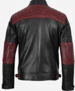 Cafe Racer Black & Maroon Leather Jacket - Image 4