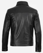 Classic Black Leather Trucker Jacket - Image 4