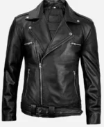 Biker Style Black Leather Jacket - Image 2