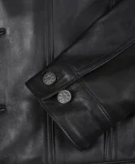 Classic Black Leather Trucker Jacket - Image 6