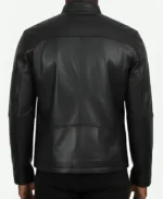 Cafe Racer Black Leather Jacket - Image 2