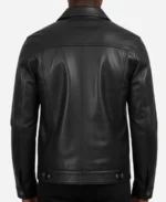 Classic Black Leather Trucker Jacket - Image 2