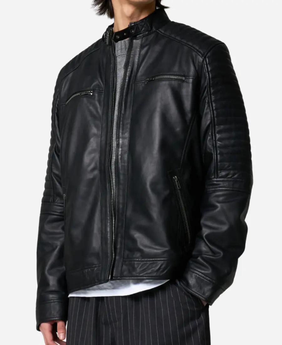 Mens-Leather-Racer-Jacket-with-Quilted-Shoulders.webp Men Quilted Shoulders Leather Racer Jacket - Image 1