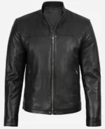 Cafe Racer Black Leather Jacket - Image 3