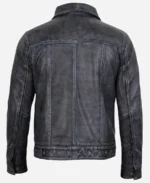 Stylish Washed Leather Trucker Jacket - Image 5