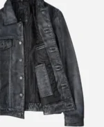 Stylish Washed Leather Trucker Jacket - Image 3