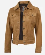 Women Suede Trucker Jacket - Image 3