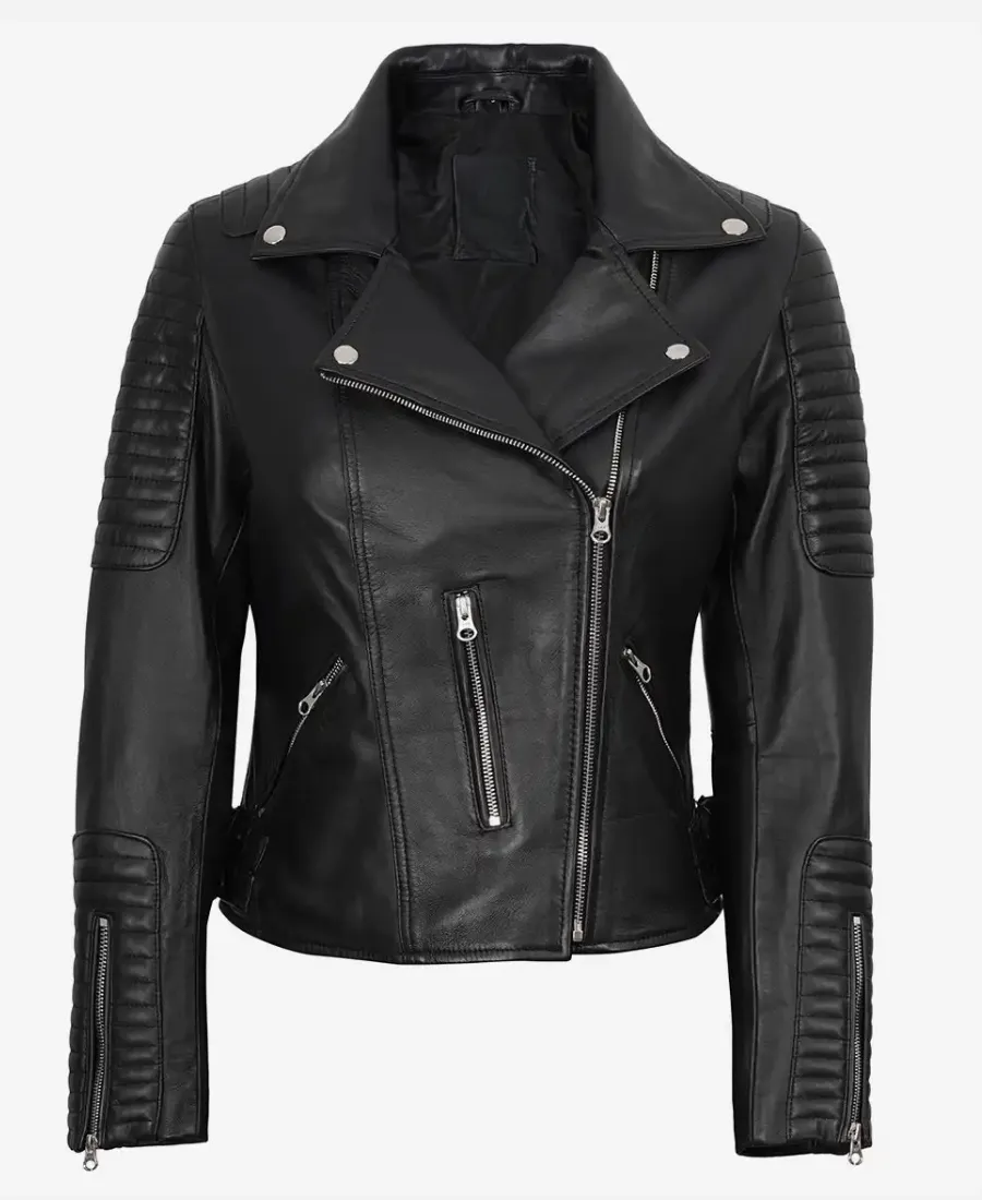 Womens-Leather-Biker-Jacket.webp Women Black Biker Style Jacket - Image 1