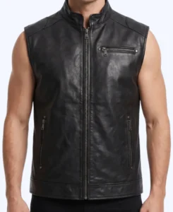 Jackson Biker Leather Vest in Black