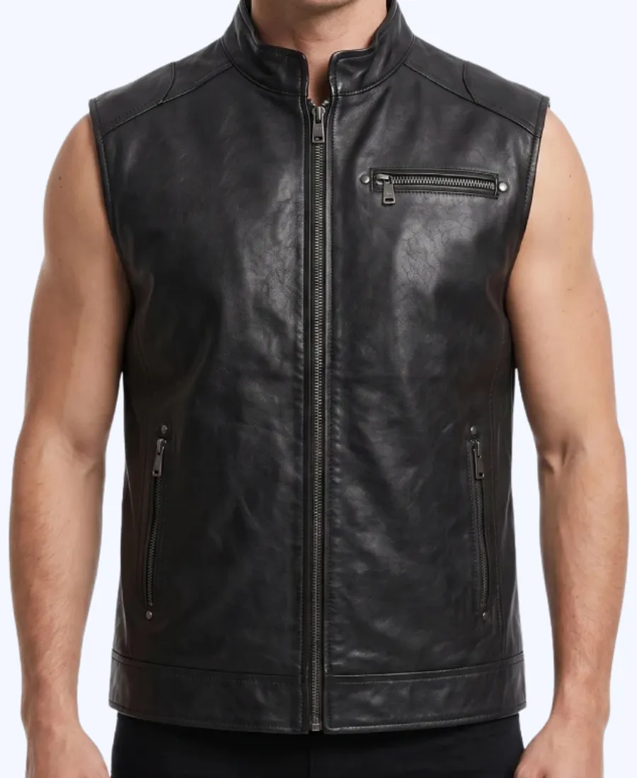 Jackson Biker Leather Vest Jackson Biker Leather Vest in Black