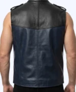Asymmetric Zipper Two Tone Leather Vest