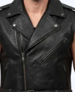 Men’s Moto Black Leather Vest