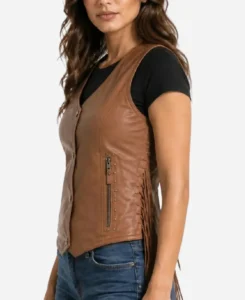 Women Fringed Leather Vest