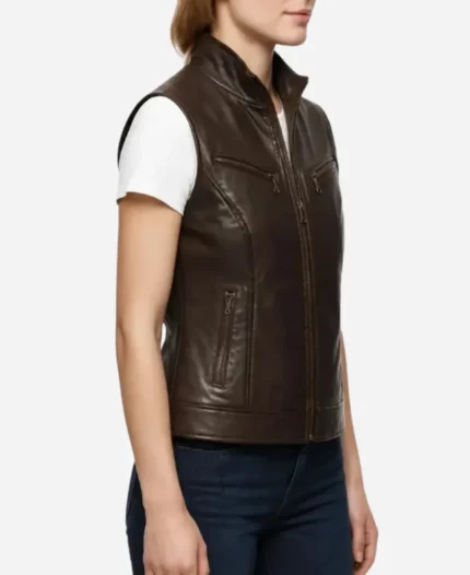 Womens Biker Leather Vest