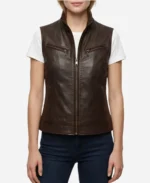 Womens Dark Brown Leather Vest