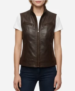 Womens Dark Brown Leather Vest
