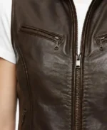 Womens Dark Brown Biker Leather Vest