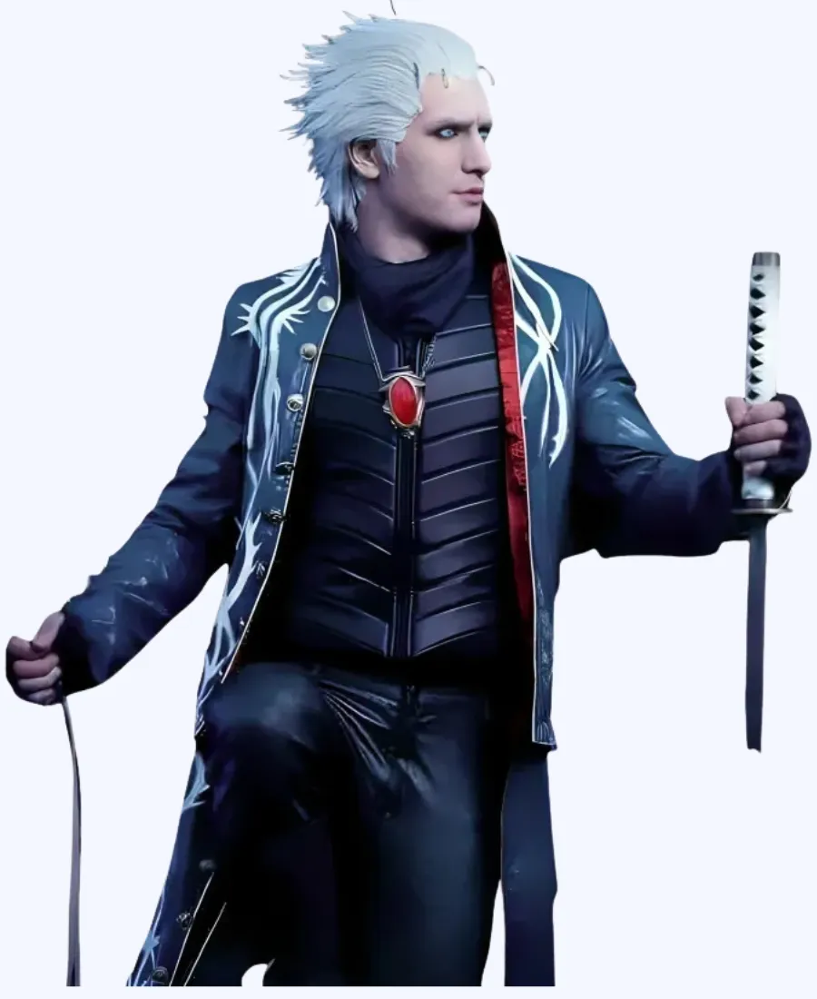 Devil May Cry 3 Vergil Leather Coat With Vest Vergil Devil May Cry 3 Leather Coat Vest