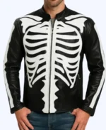 Party Skeleton Bones Black Leather Jacket