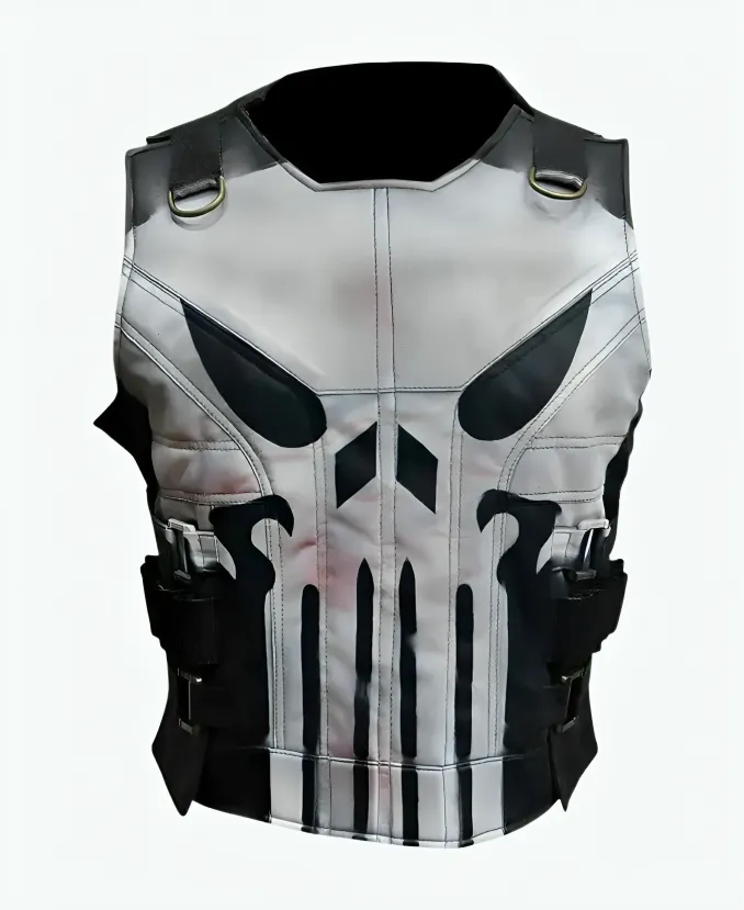 Jon Bernthal The Punisher S02 Frank Castle Black Leather Vest Jon Bernthal The Punisher S02 Vest - Image 1