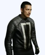 Agents Shield Ghost Rider Black Leather Jacket