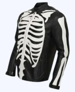 Party Skeleton Bones Halloween Black Leather Jacket