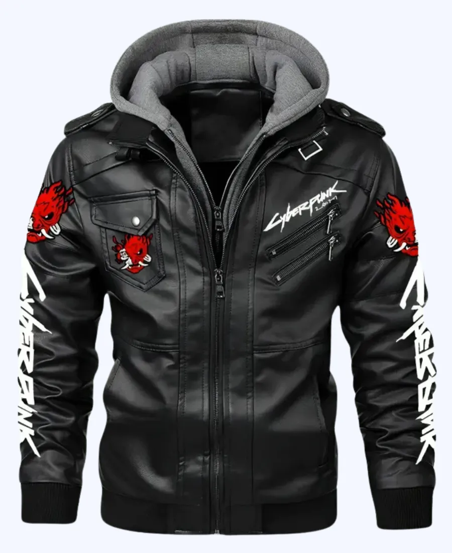 Samurai Cyberpunk 2077 Leather Jacket Samurai Cyberpunk Black Jacket