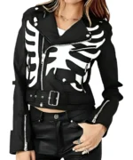 Skeleton Halloween Black Leather Jacket 