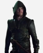 Stephen Amell Arrow S08 Oliver Queen Green Leather Jacket