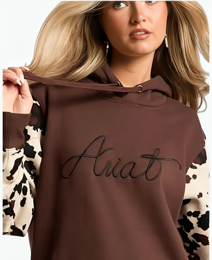 Ariat Cow Print Hoodie Ariat 2026 Cow Print Women’s Brown Pullover Hoodie