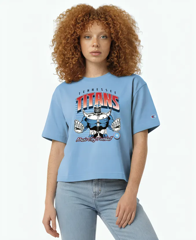 Disney x Champion Thanos Tennessee Titans T-Shirt Tennessee Titans Disney x Champion 2026 Light Blue T-Shirt